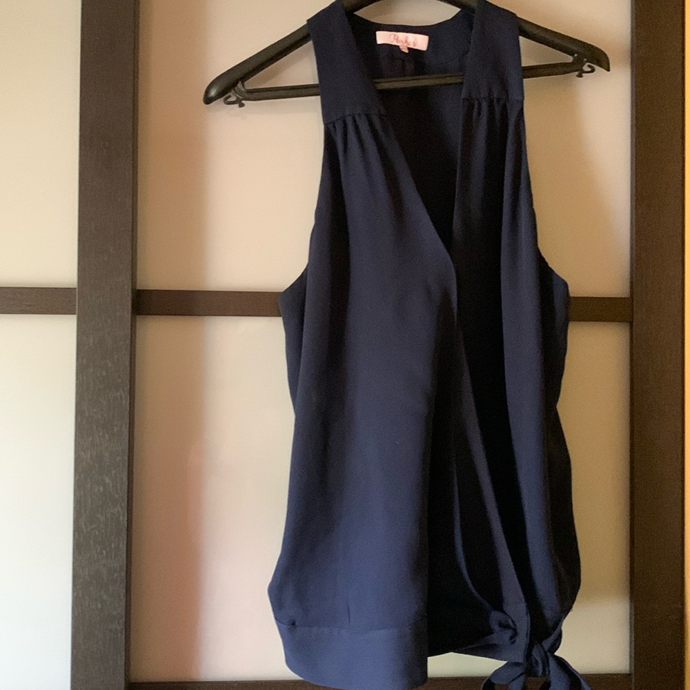 Parker sleeveless waist-tie blouse